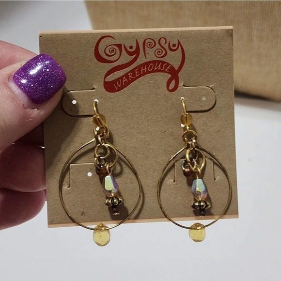 TRESKA Iridescent Neutral beaded chandelier earrings new!!! - Picture 2 of 4